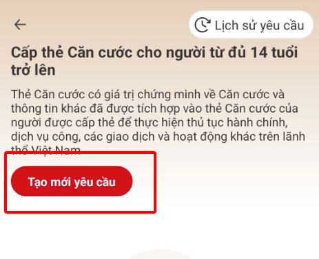 Tạo yêu cầu cấp đổi thẻ căn cước trên VNeID