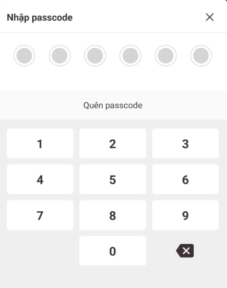 Nhập Passcode
