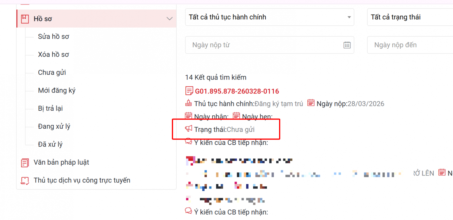 Gửi hồ sơ thành công