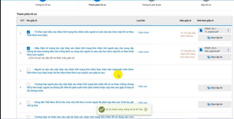 Ký số thành công