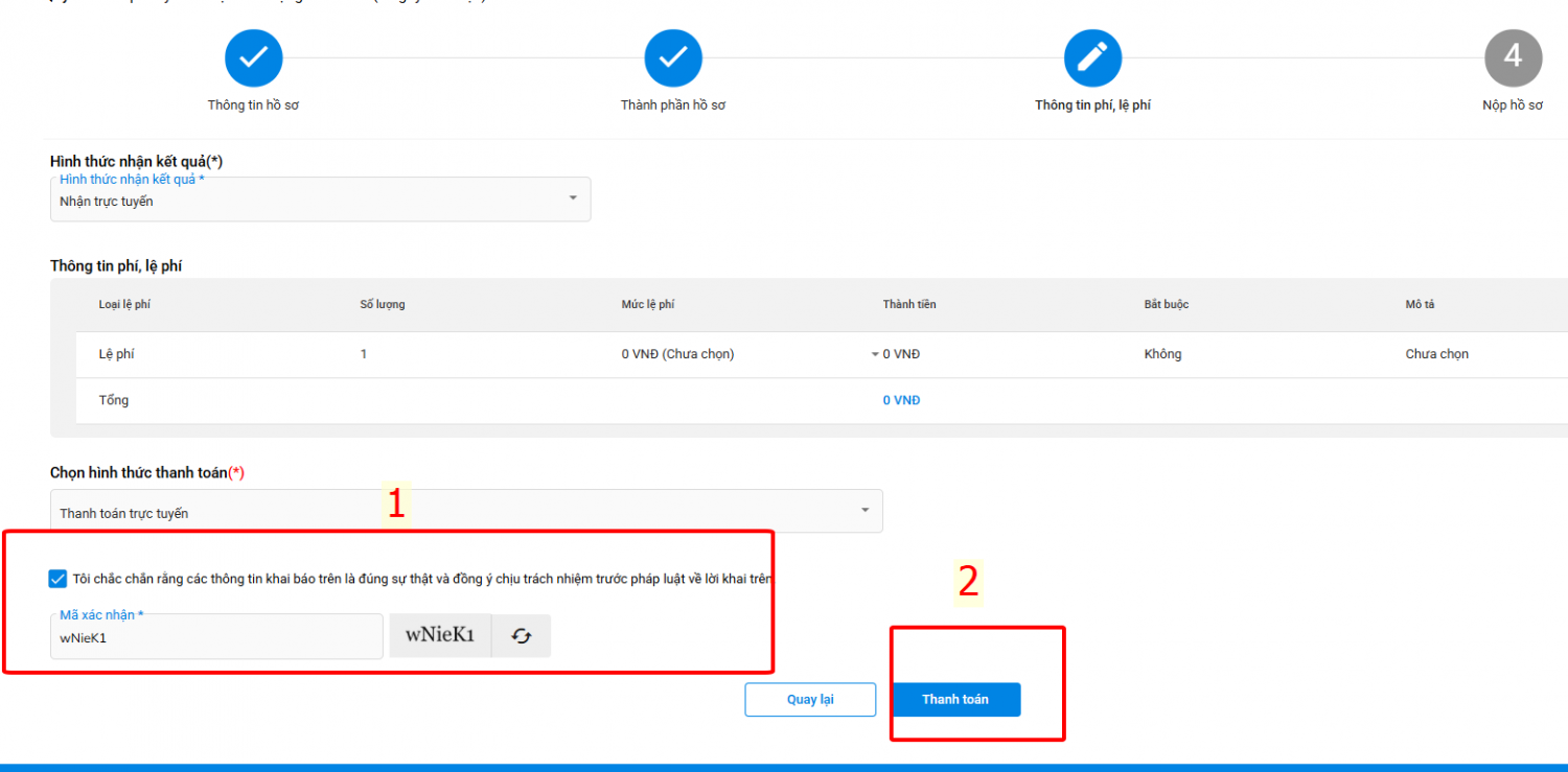 Xác nhận thông tin và thanh toán
