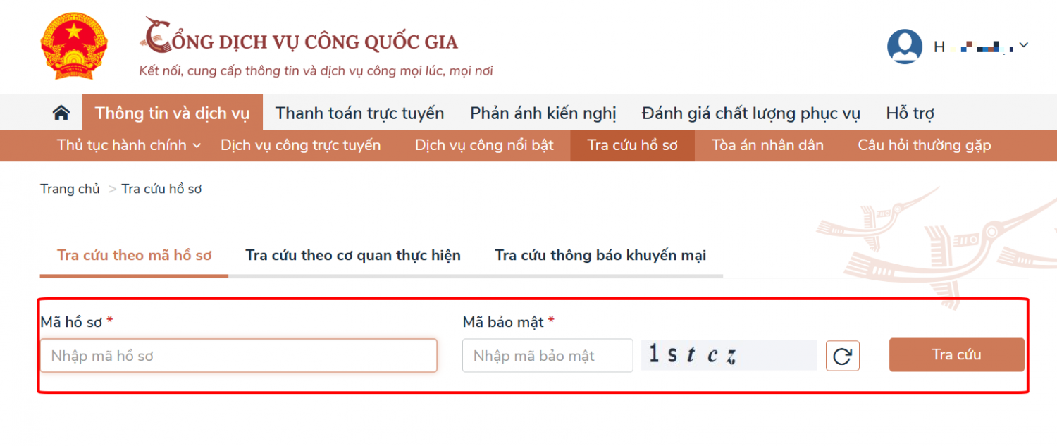 Lưu mã hồ sơ để tra cứu tình trạng giải quyết