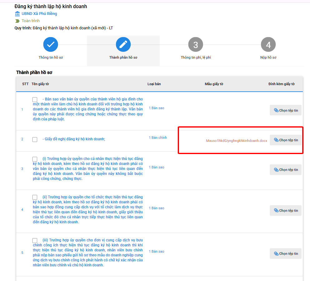 Đính kèm hồ sơ