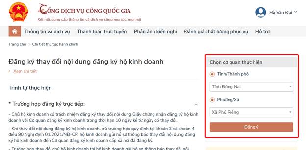 Chọn cơ quan thực hiện