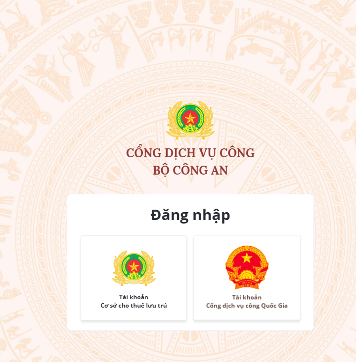 Chọn tài khoản Cổng DVC quốc gia