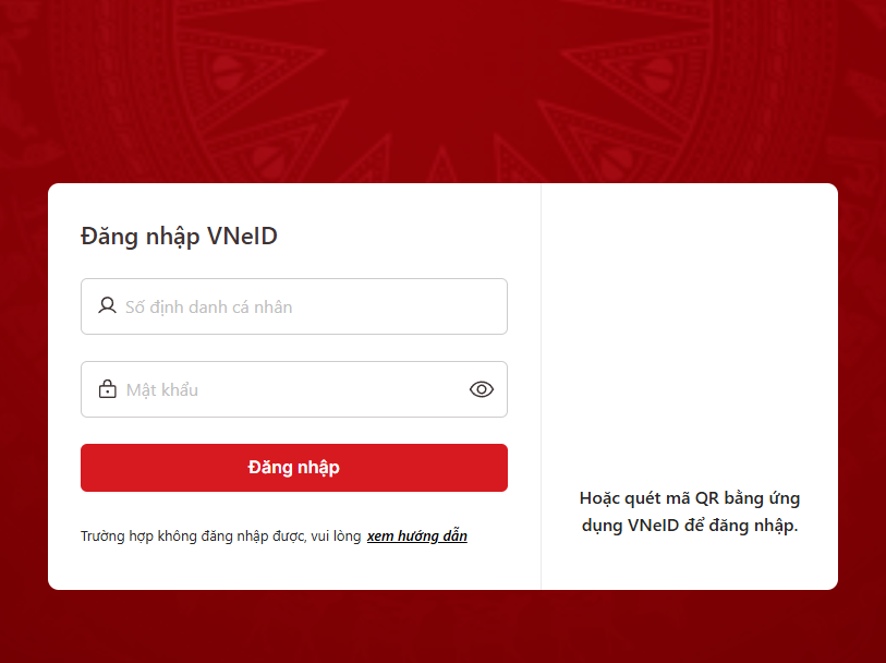 Đăng nhập tài khoản VNeID