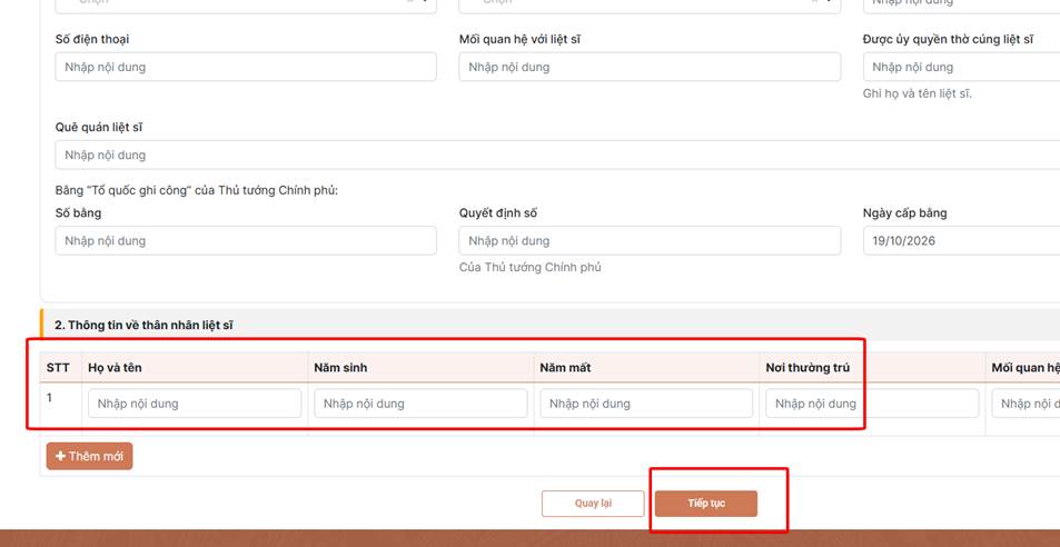 Khai báo thông tin người nộp hồ sơ